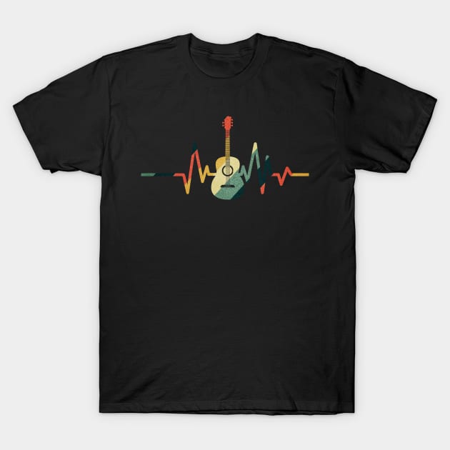 Vintage Guitar Heartbeat T-Shirt by SinBle